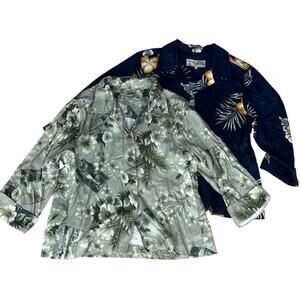 Havana Jacks Cafe Button Up Large Boxy Tropical Hawaiian Lot of 2 Boxy Jacket